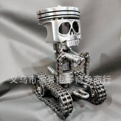 跨境Carving Piston Skull Face 雕刻活塞骷髅脸雕塑艺术雕像