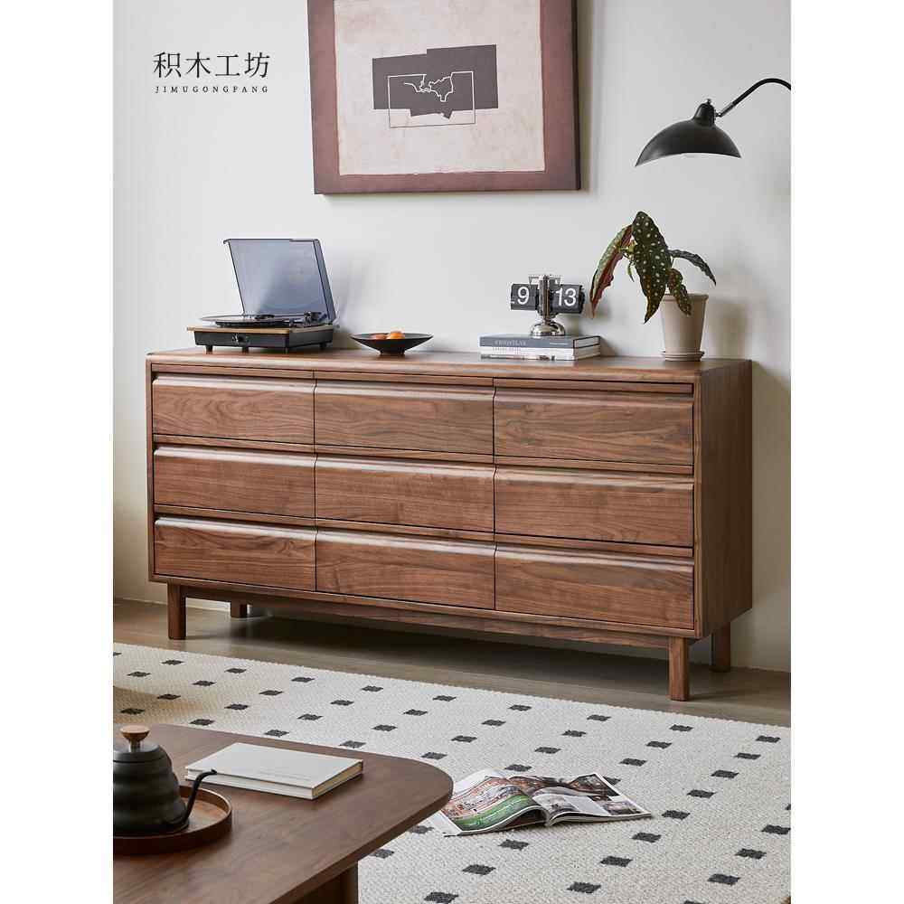黑胡桃木九抽屉柜全实木卧室客厅墙壁储物柜床边储物柜,住宅家具,斗柜,淘宝优惠券,粉丝福利购,淘宝优惠卷