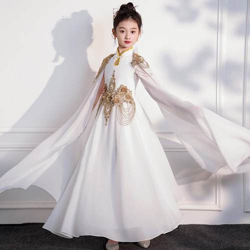 正品2025新款童服高端童古女筝旗袍演出儿礼服中国风合唱服礼服裙