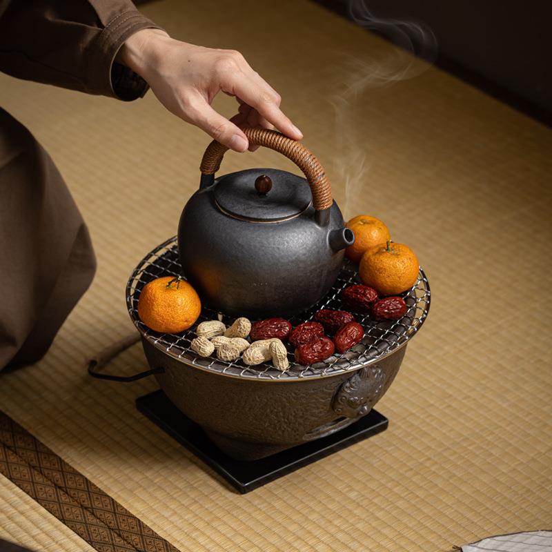 围炉煮茶仿粗陶道功炭夫煮茶器茶炉取茶暖炉户外ZFY古露营烧烤火