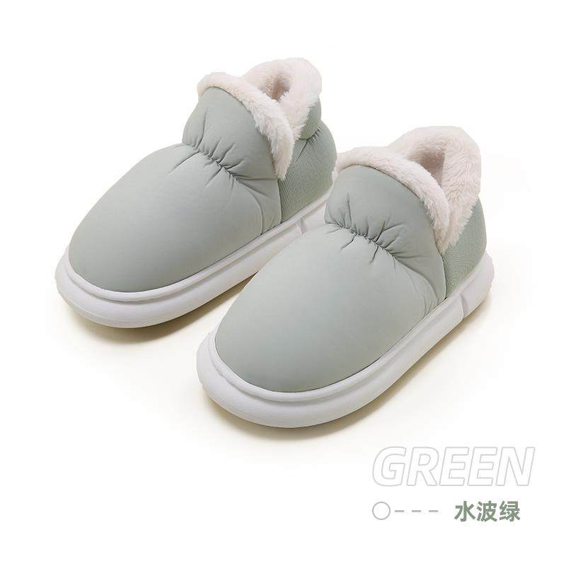 高档朴西新保暖鞋拖女冬季款外穿加厚月子鞋加绒棉情侣家居包跟棉