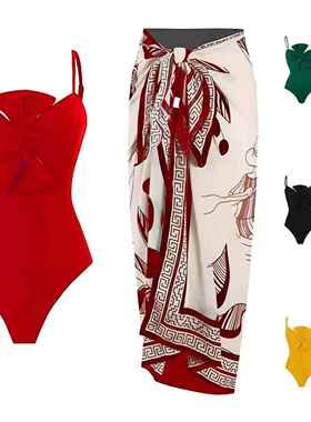 Bikini one-piece three-dimensional floral swimsuit