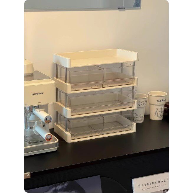 【收纳好物】多功能桌面置物架茶品化妆品多层分区收纳带框大容量