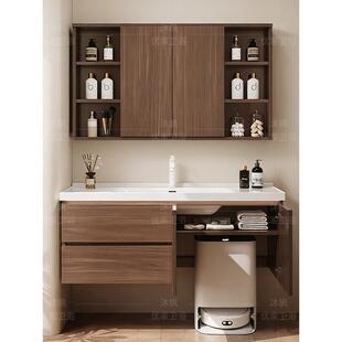 中古风扫地机器人基站风水镜浴室柜陶瓷一体盆卫生间洗漱台洗脸盆