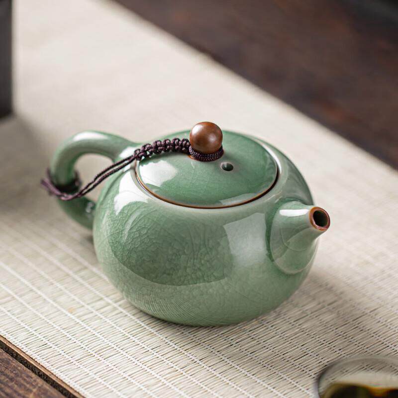 冰片汝窑茶壶高档泡茶壶功夫陶瓷西施茶壶喝茶壶水壶茶具可养开片