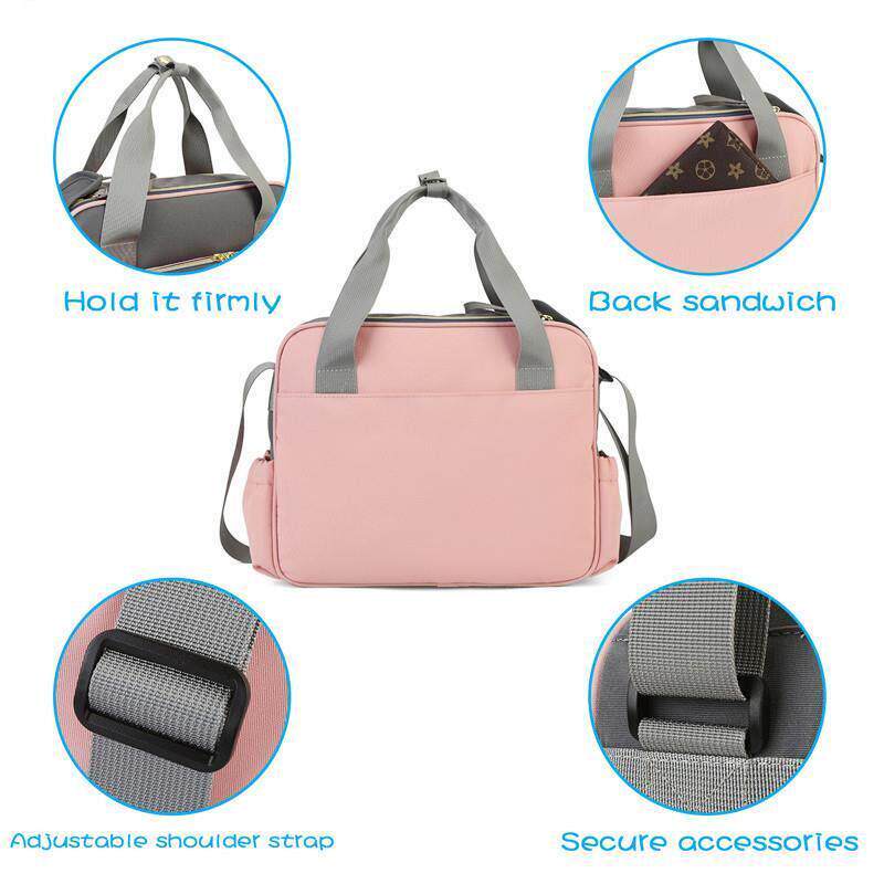 Diaper Bag Nursing Bag Mummy Maternity Nappy Pink Gray Large