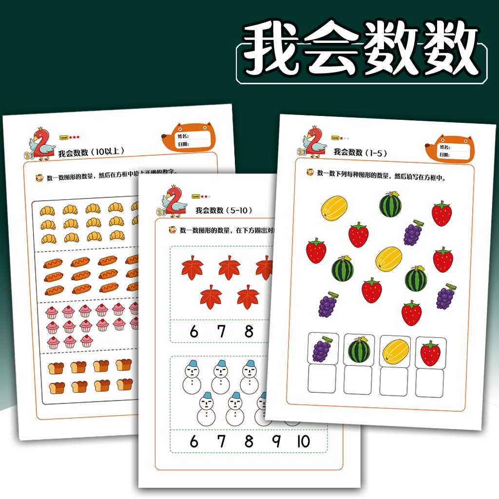 幼儿园数学思维启蒙训练我会数数宝宝数字认知逻辑思维早教教具