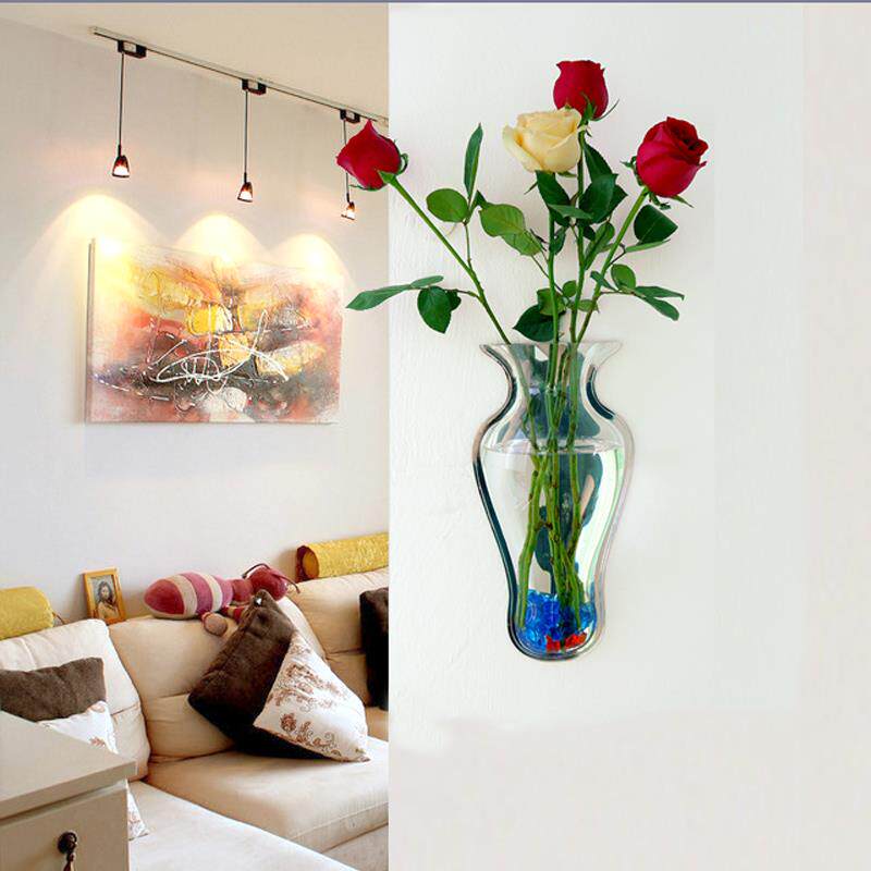 立体墙饰创意亚克力壁挂鱼缸水族箱家饰挂墙水培花盆壁饰花瓶透明