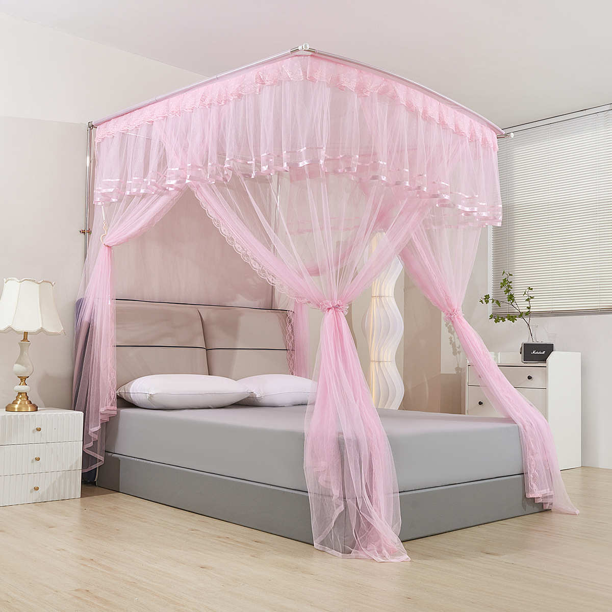 落地家用8门伸缩床蚊帐蚊帐三开批发伸缩厂家安装现货米1卧室免