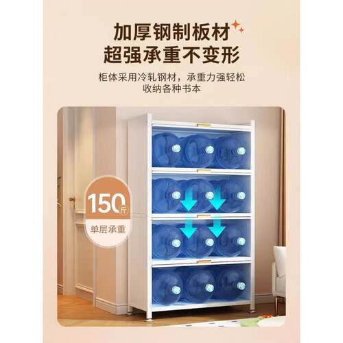 家用书柜落地多层收纳柜防尘置物架铁艺钢制书架可移动收纳储物柜