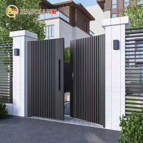 铝艺别墅庭院大门双门现代简约风院子门铝合金花园小门双开 关铝