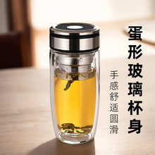 玻璃冬季大容量双层隔热防摔钢化水杯男新款2023士耐高温食品级保