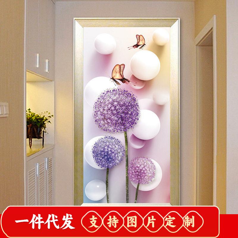 5d玄关竖版钻石画满钻客厅简约现代点粘贴砖石十字绣走廊2018新款