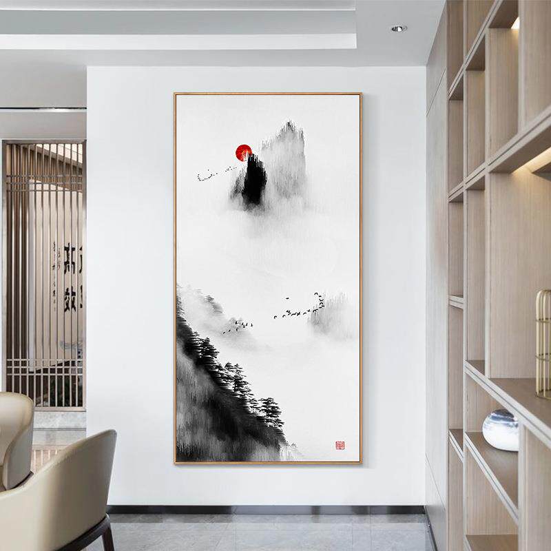 墨阳 新中式玄关装饰画水墨风景过道壁画别墅酒店墙画山水挂画