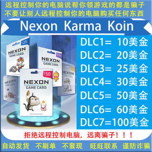 美国Nexon国际服POE/DFO冒险岛Karma Koin点卡KK 10 50 100美卡