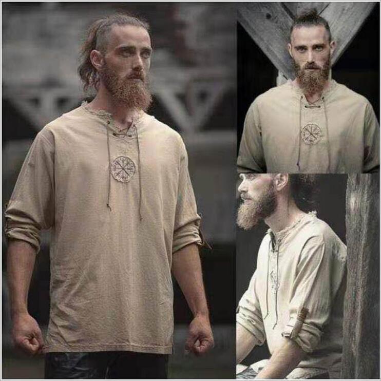 Size Drawstring Long Mens Shirt and Collar Shirt Linen