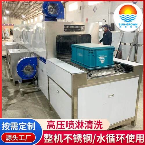 汽配行业用PEE泡沫箱清洗烘干机通过式吸塑盘自动喷淋清洗机