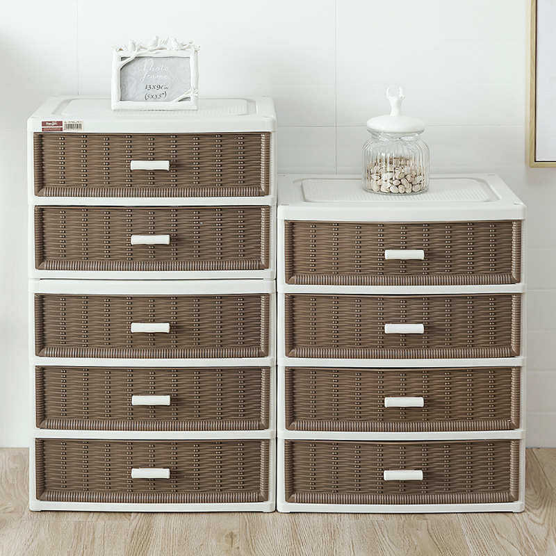 创意仿藤抽屉式床头收纳柜PP抽屉柜柜子容纳组合式收纳箱家居用品,收纳整理,收纳柜,淘宝优惠券,粉丝福利购,淘宝优惠卷