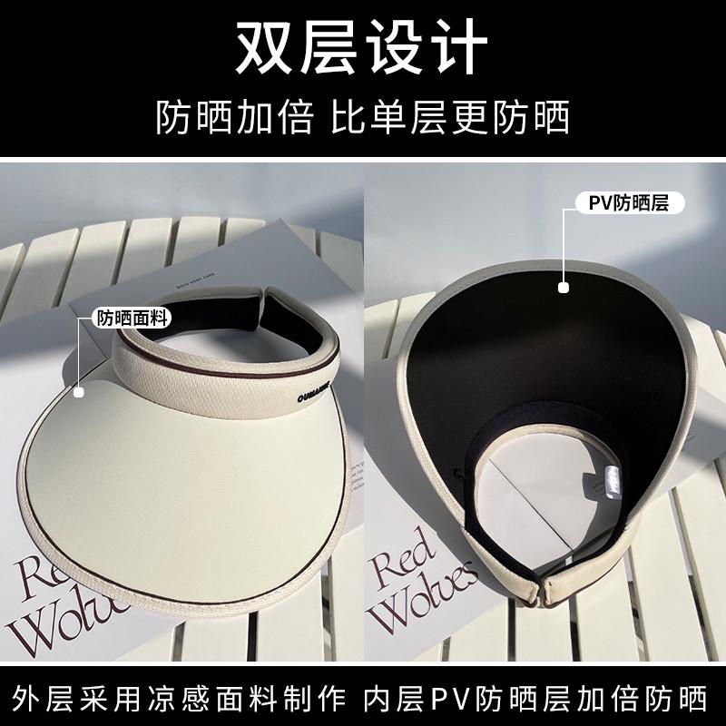 2023新款防晒帽女夏季网红空顶帽子防紫外线大帽檐遮脸UV遮阳帽潮
