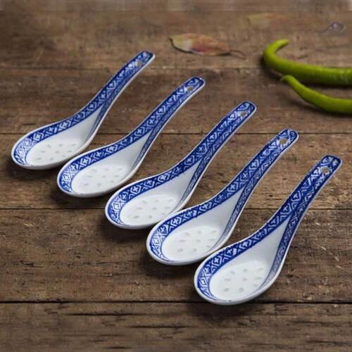 5pcs Convenient Ceramic Spoon Multi-Function Chinese Style S