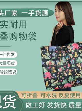 大号拉链环保大容量超市购物袋防水折叠包外出手提袋旅行衣服兜子