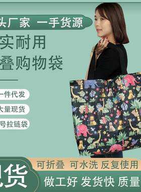 大号拉链环保大容量超市购物袋防水折叠包外出手提袋旅行衣服兜子