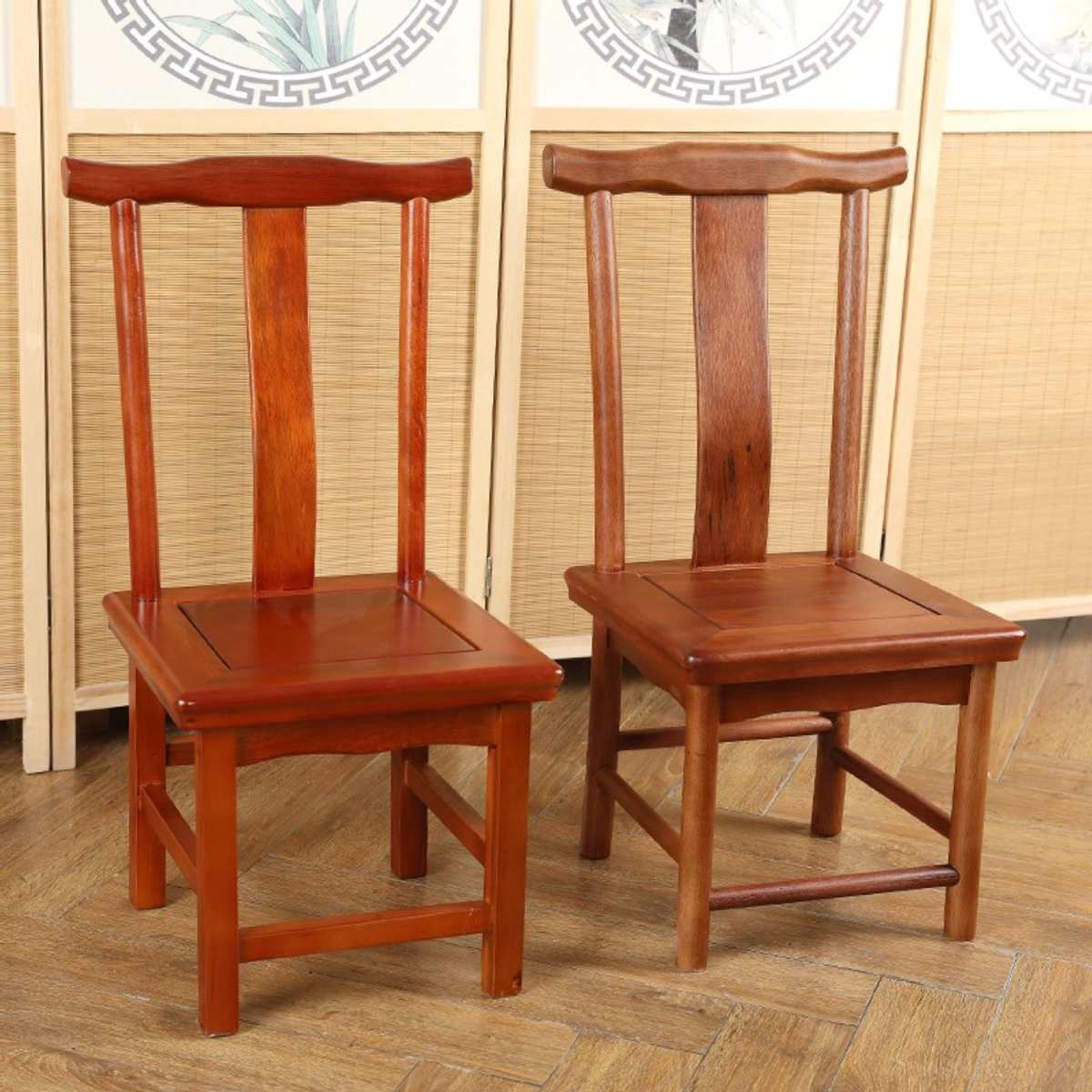 仿古实木小椅子官帽椅靠背椅红木椅中式矮凳换鞋凳实木小凳子礼品