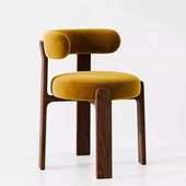 中古风软包餐椅白蜡木轻奢高级感简约靠背休闲复古安娜椅民宿椅子