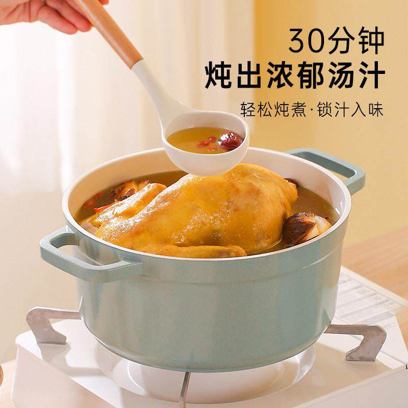 新型家用双耳搪瓷锅无涂层汤锅砂锅厨房锅商用不粘锅炖锅烹饪锅