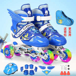 红色溜冰鞋三脚轮儿童初学者双排轮滑鞋四轮旱冰鞋男女童溜冰鞋