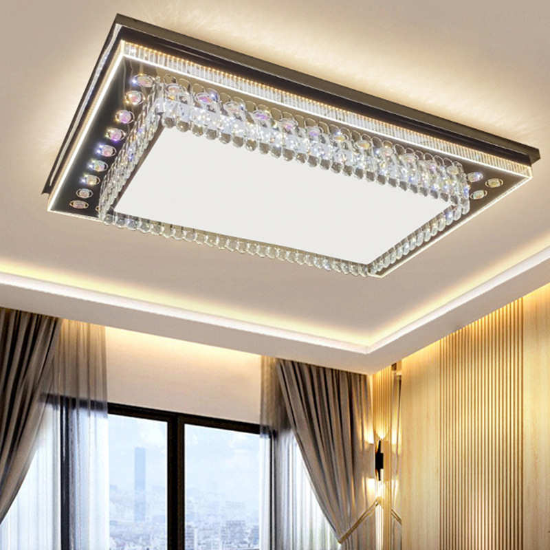 客厅主灯长方形吸顶灯切割水晶灯卧式2023轻奢水晶灯
