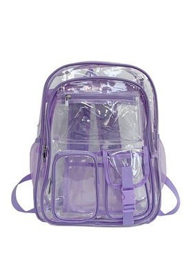 透明果冻双肩包初高中学生校园简约背包男生女生pvc全透防水书包