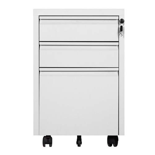 南特 文件柜活动柜矮柜 三层抽屉柜铁皮柜办公柜储物柜 桌下移动