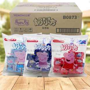 亿智小猪佩奇奶小方压片糖果牛奶草莓蓝莓味整包2斤休闲零食