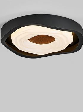 意式甜甜圈卧室吸顶灯极简设计师创意艺术房间灯黑色圆形主卧灯