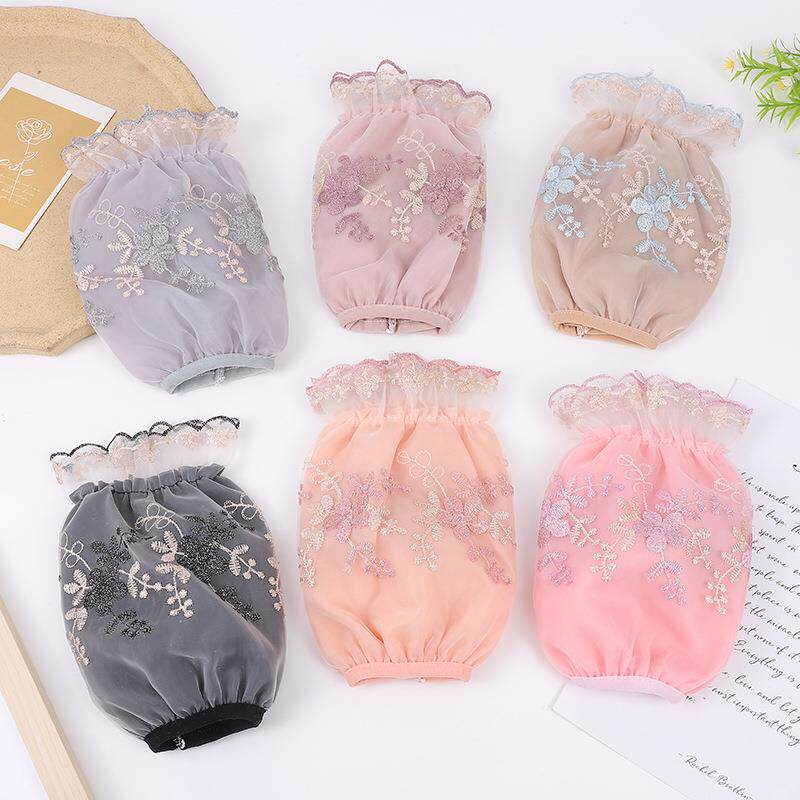 韩版双层绣花蕾丝袖套办公袖筒女学生防污短款护袖头秋冬新款成人