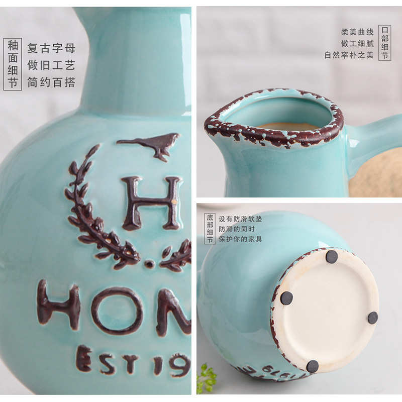 景德镇陶瓷花瓶工艺品美式欧式复古做旧花瓶花插瓶子摆件装品批发
