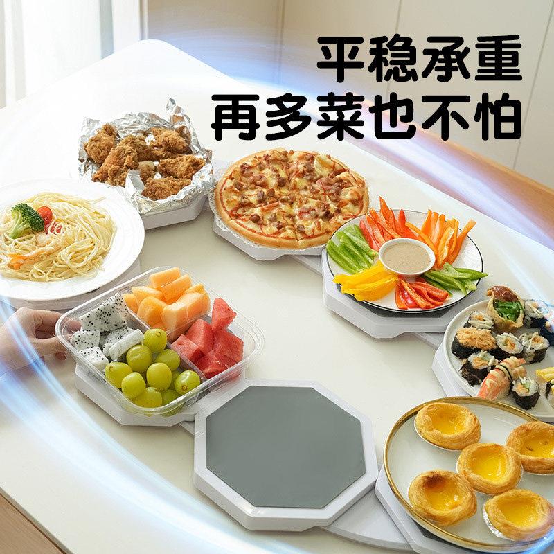 长桌旋转餐盘家用适合长餐桌的专用手动盘子可携式托盘长条桌转菜