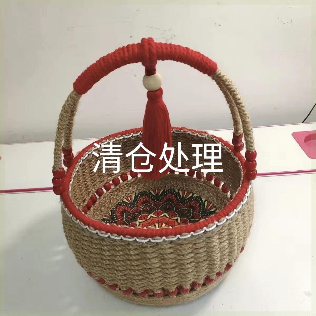 《成品》纯手工麻绳编制收纳筐鸡蛋篮精美节日手工编织篮子