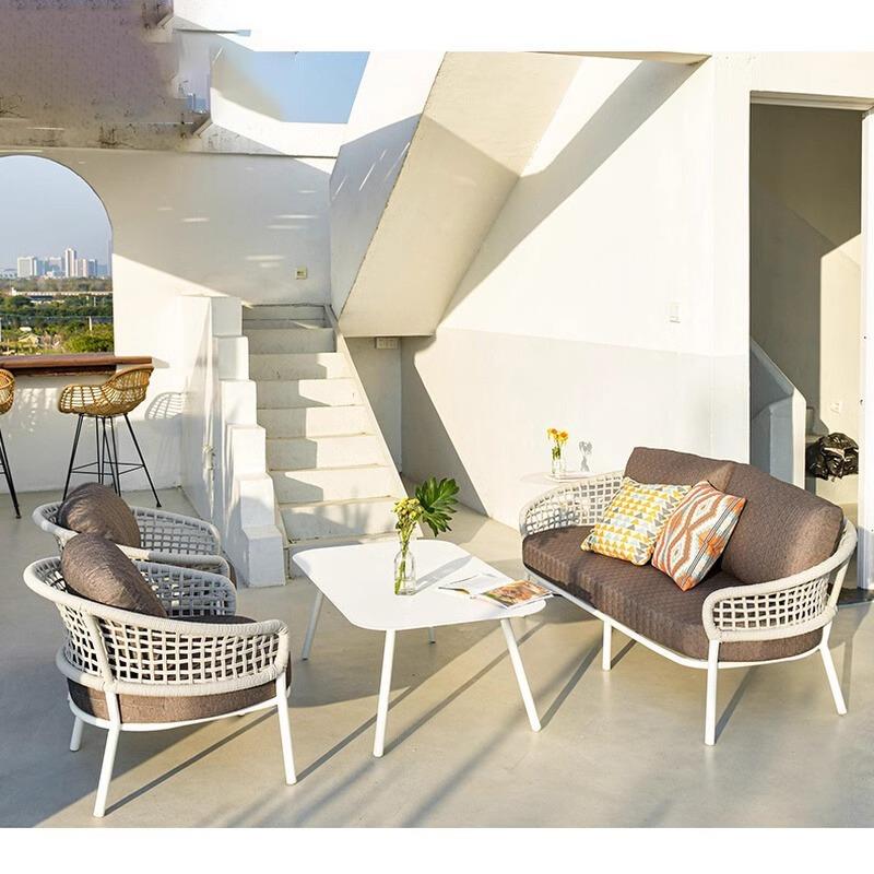 户外沙发组合庭院露台阳光房休闲藤椅样板房藤编家具防水防晒民宿