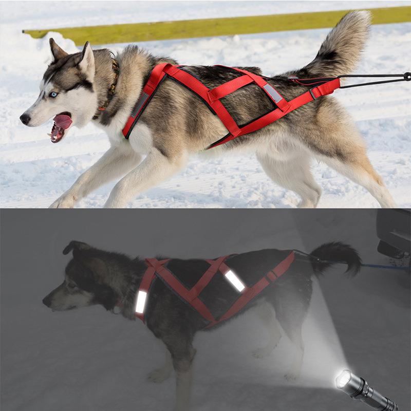 雪橇犬胸背带负重训练犬背带防爆冲哈士奇拉车牵引绳中大型犬拉带