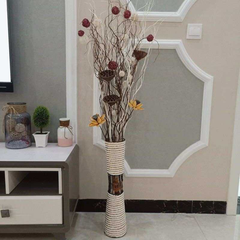 客厅干树枝干花装饰落地玄关隔断橱窗龙柳干枝花天然假花摆件