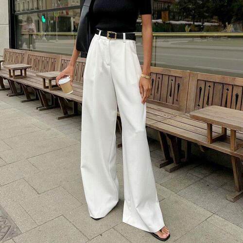 Women Casual Pants Pure Color Slim Leg Breathable Chic Daily