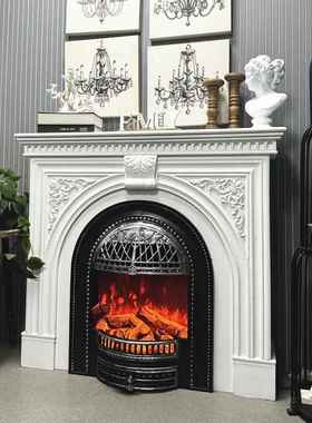 法复古NNK雕花壁柜玄关壁装炉饰柜法式客厅式火焰欧炉式壁炉