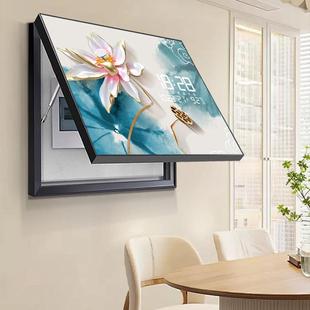 新中式电表饰画创意显时钟带农ATJ历荷数花餐厅箱配电箱装遮挡画