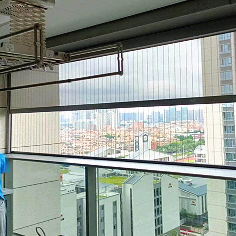 智能电动防风防雨卷帘遮光防蚊防尘开放阳台室外挡风挡雨升降窗帘