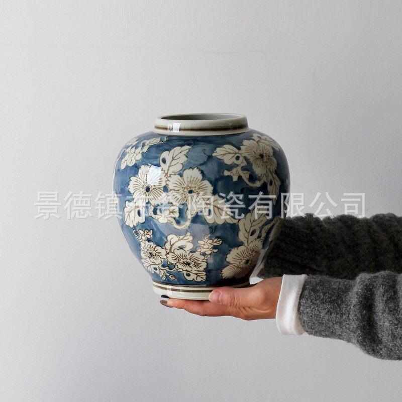 景德镇青花瓷花瓶釉里红陶瓷花瓶装饰摆件现代创意家居插花