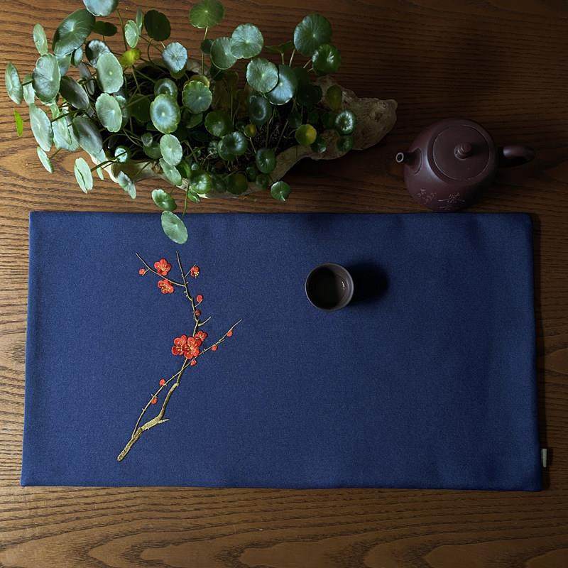 桌旗防水禅意简约棉麻刺绣茶席茶垫新中式手绘麻布灰色茶旗布茶室,居家布艺,茶席,淘宝优惠券,粉丝福利购,淘宝优惠卷