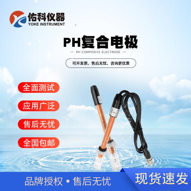 上海佑科PHS-3C酸度计电极E-201-9 PH复合电极PH耐强碱实验室水质