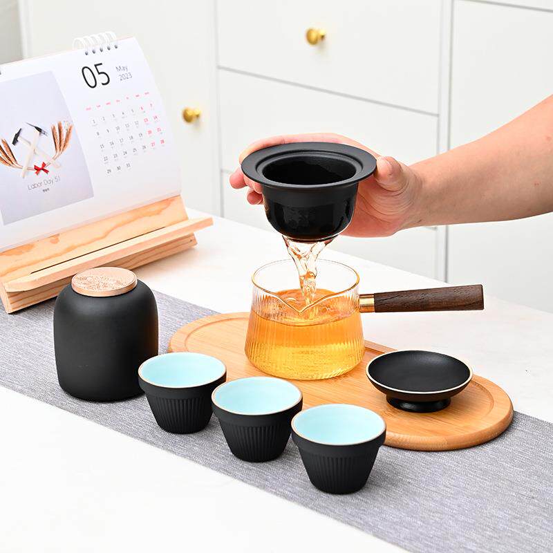 便携式旅行茶具小套装简易功夫手抓泡茶壶茶杯户外玻璃露营快客杯